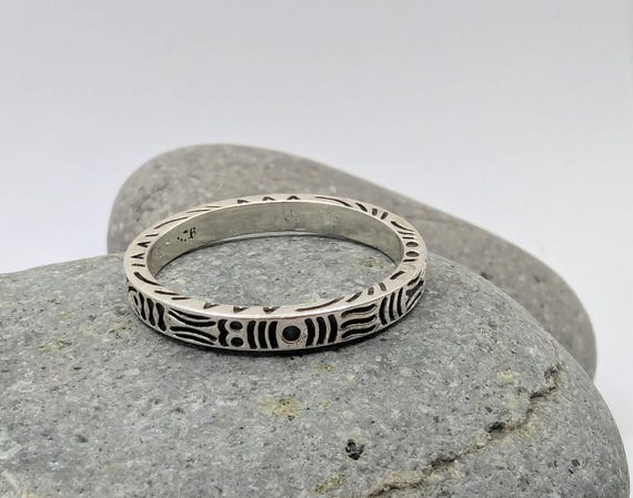 925 Silver Unisex Ring with Tribal Pattern