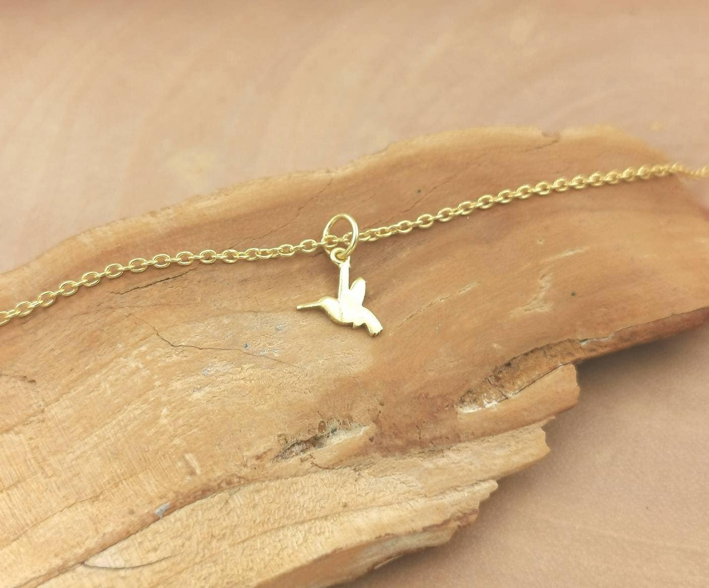 Kingfisher Pendant 925 Silver 18K Gold Plated Tiny Kingfisher