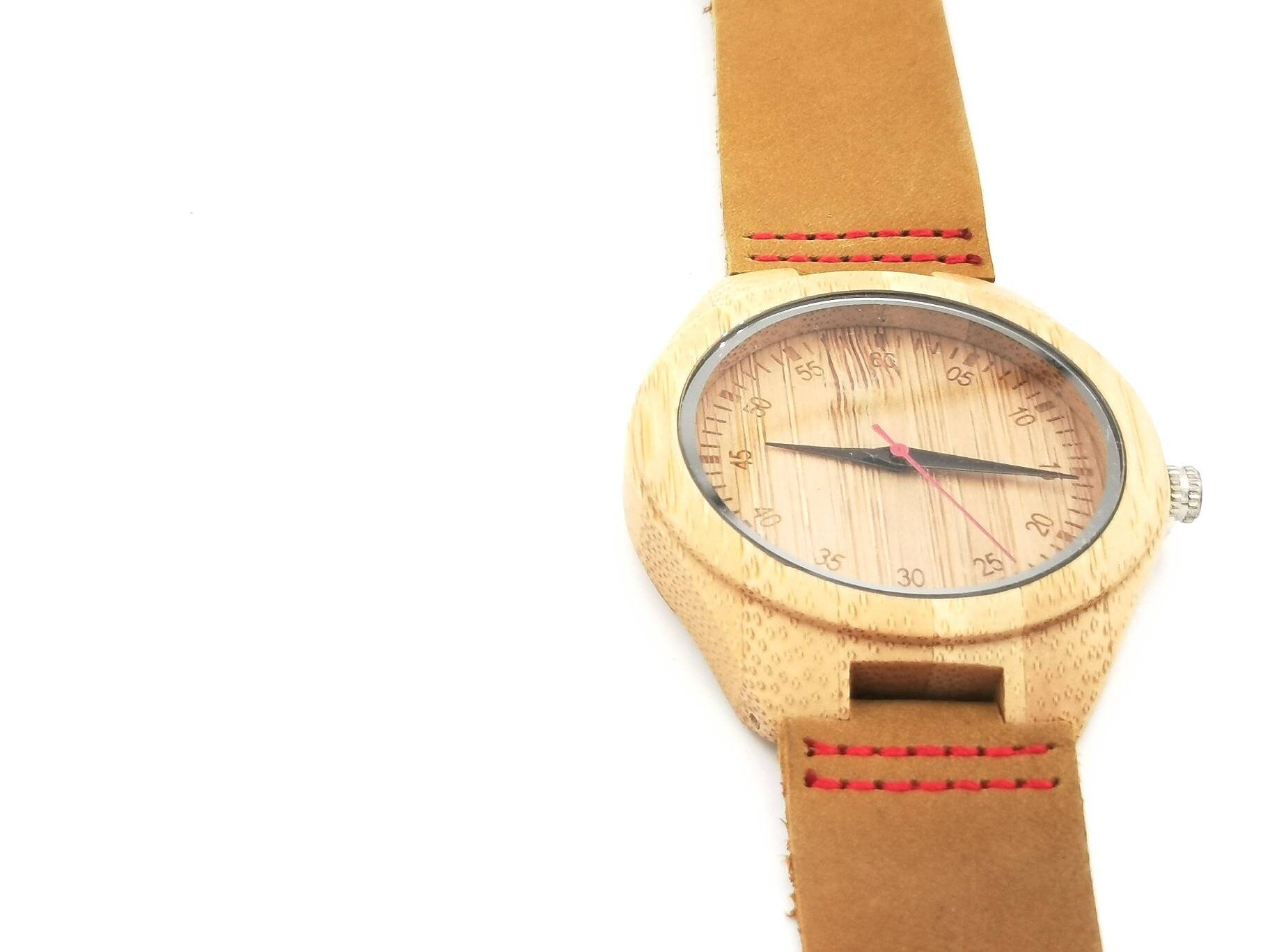 engraved bamboo watch