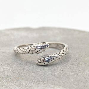 two snake adjustable silver ring