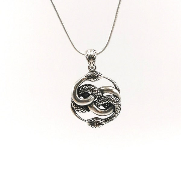 Auryn 925 Silver Pendant Small/Big, Ouroboros Pendant, Neverending Story Serpent Snake, Two Sizes
