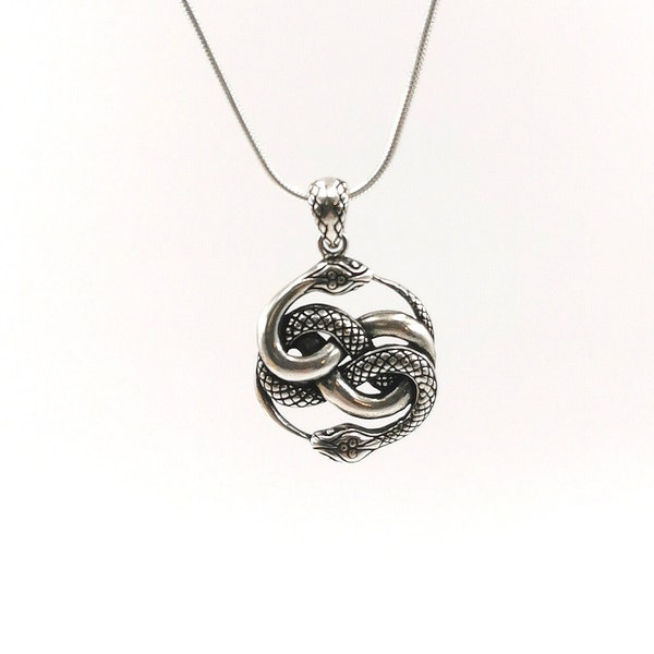 Auryn Colgante de Plata 925 Pequeño/Grande, Colgante Ouroboros, Serpiente Serpiente Historia Interminable, Dos Tamaños