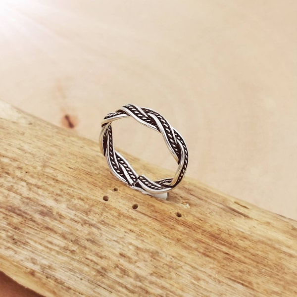 Bague unisexe tressée celtique en argent 925