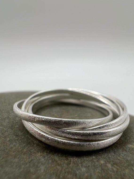 5-Band Stacking Ring • Matte 925 Silver Multi Band • Layered Silver Bands • Minimalist Wide Ring • Handmade Silver Ring