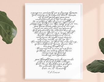 living house / PRINTABLE bible art / cs lewis / hand lettered christian quote