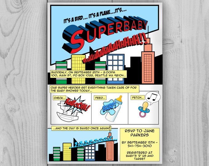 superman baby shower invitations