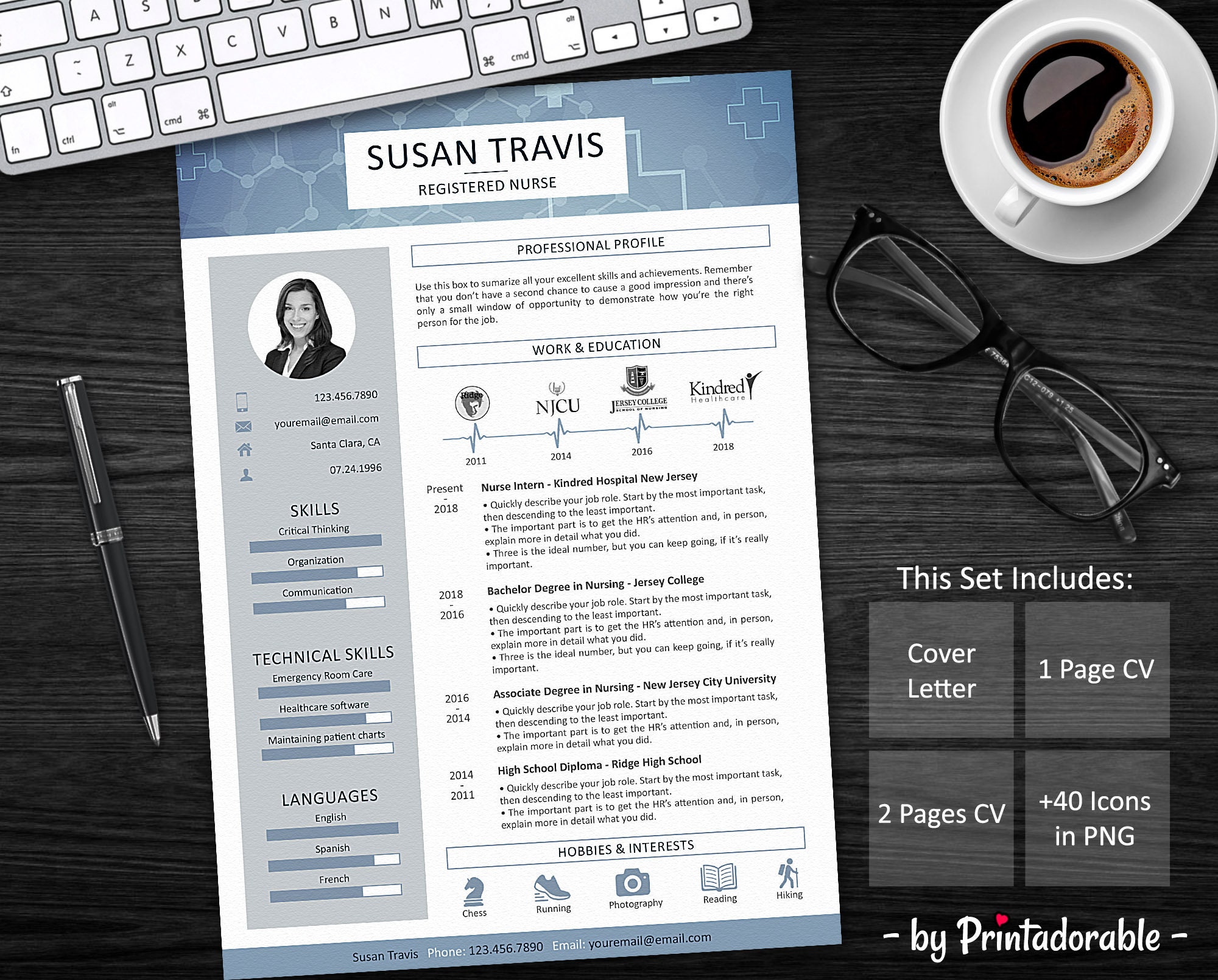 Doctor - Medical CV - Nurse Cv - Resume Template Rn RN Nurse Medical Resume Resume - Medic - Resume Doctor Resume - - CV - Resume Cv -