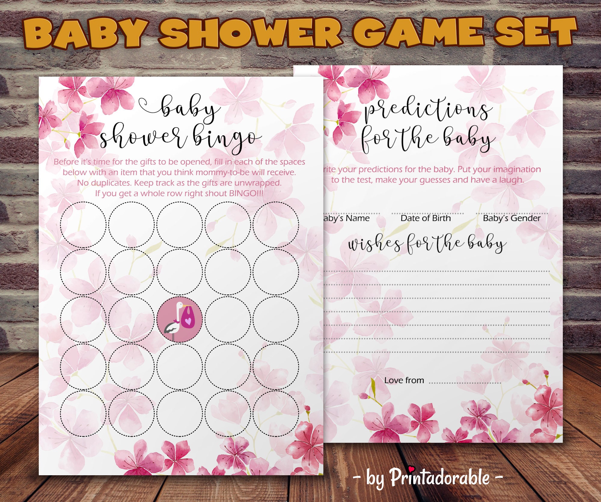 Baby Shower Game Baby Bingo Baby Predictions Baby Shower
