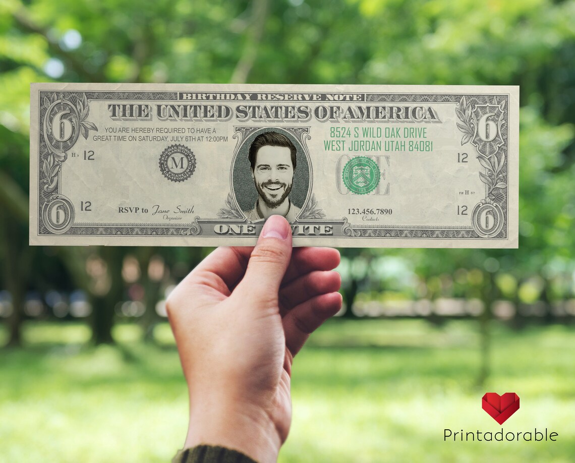 Customizable Dollar Bill Birthday Invitation Ticket Etsy