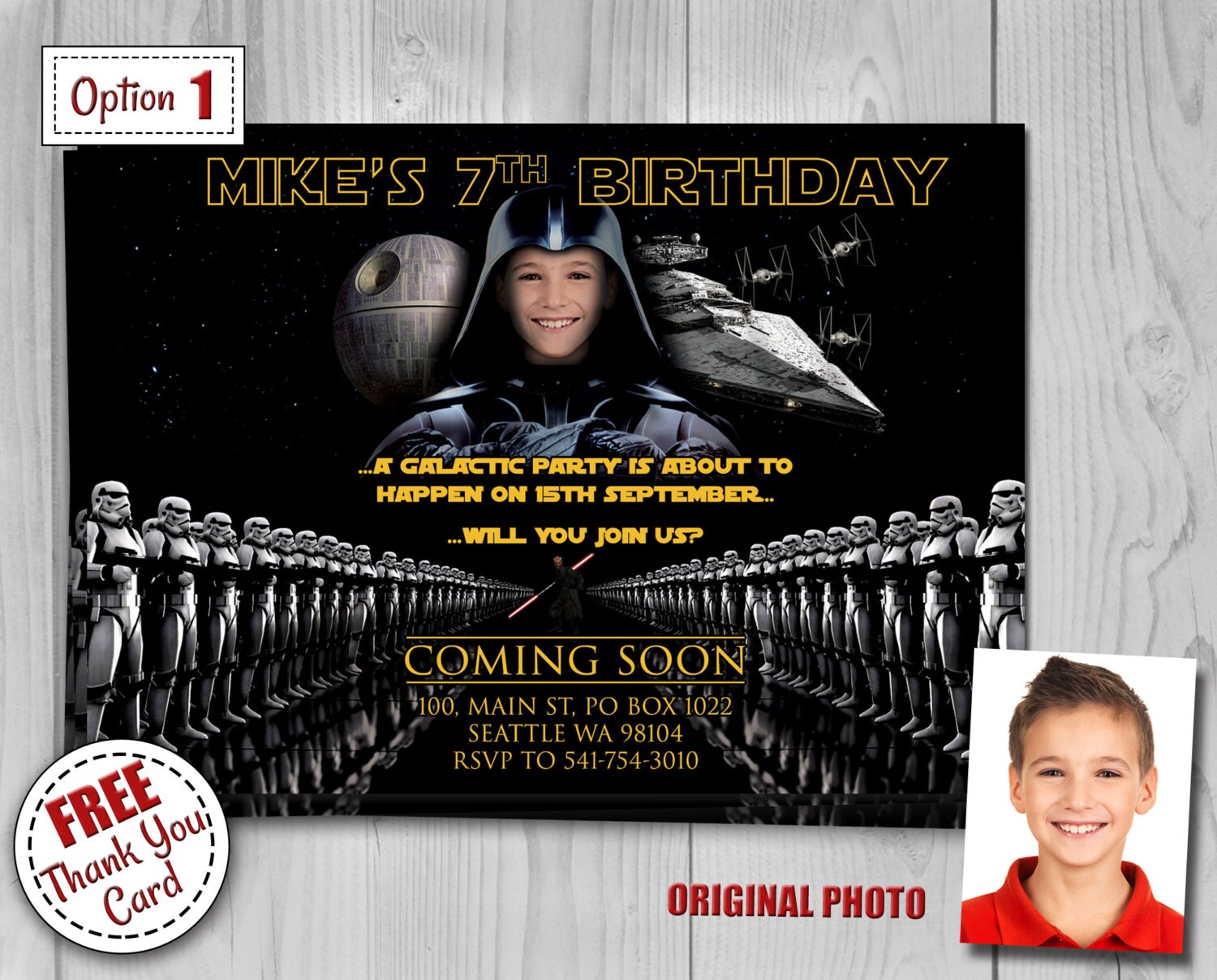 Star Wars Invitation Star Wars Invite Darth Vader Invite Kylo Ren