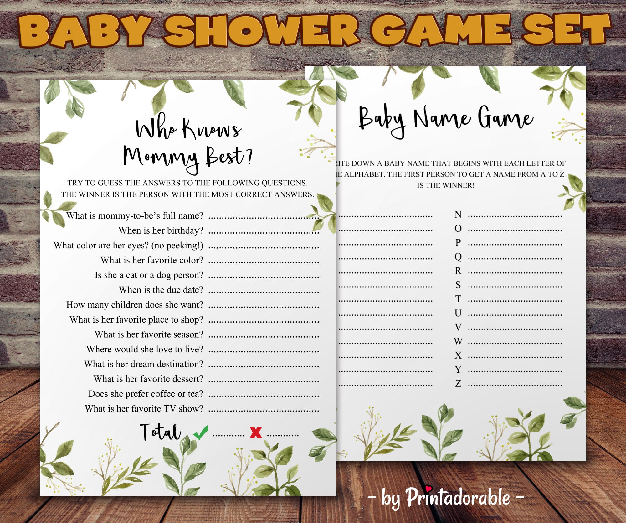 Baby Shower Game Who Knows Mommy Best Baby Name Game