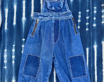 Vintage Guess Denim Overalls Toddler Girl Blue Denim Patch 18 months