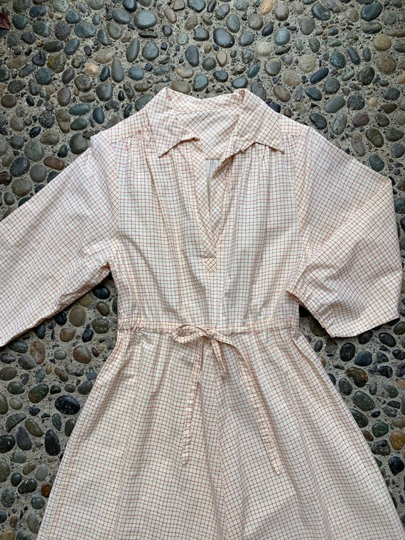 1960s Vintage Cotton Plaid Midi Dress Prairie Pea… - image 4