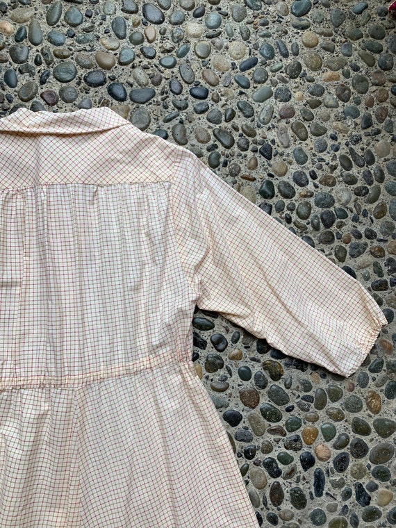 1960s Vintage Cotton Plaid Midi Dress Prairie Pea… - image 6