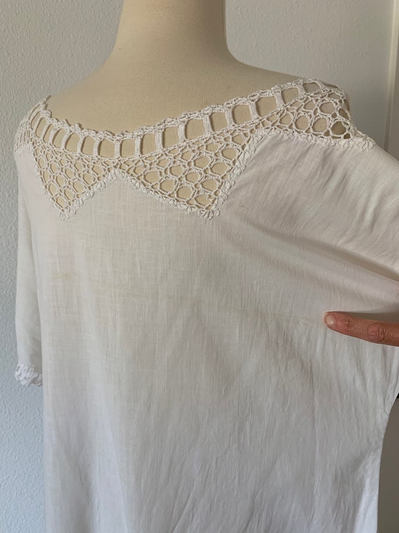 Antique Edwardian White Fine Cotton and Crochet C… - image 5