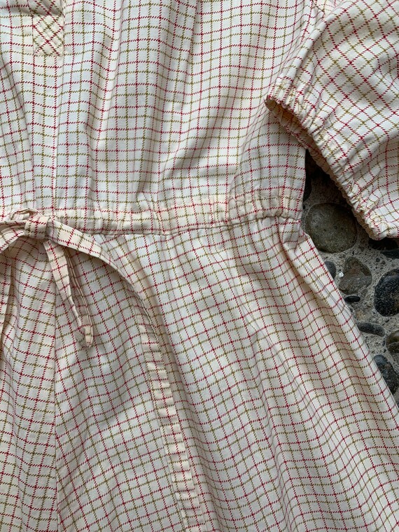 1960s Vintage Cotton Plaid Midi Dress Prairie Pea… - image 8