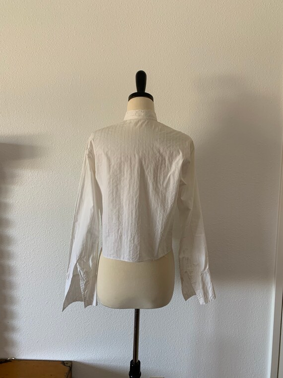 Antique White Cotton Pinstriped Button Down Shirt… - image 7
