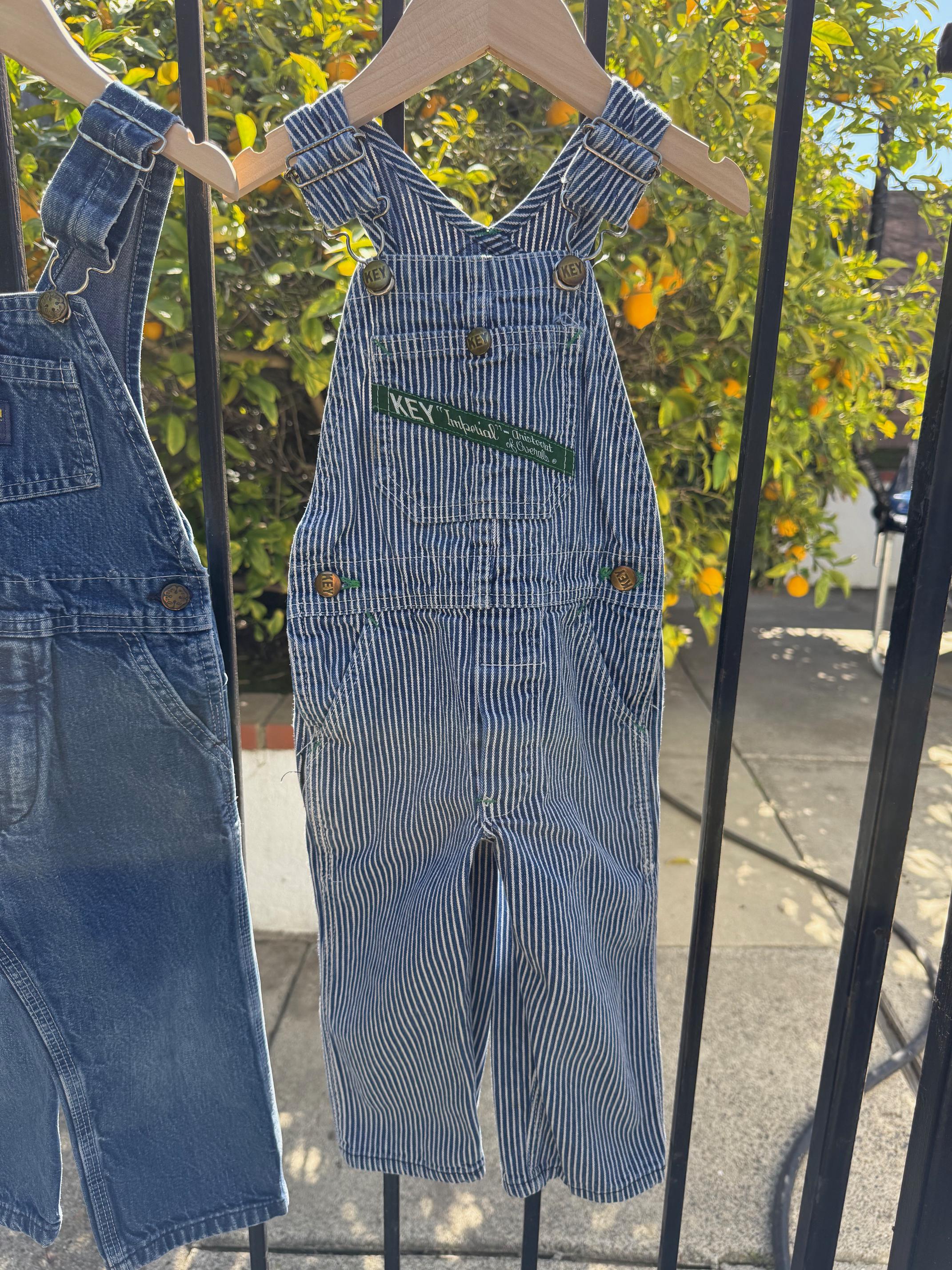 70s KEY Vintage Hickory Stripe 書き Overalls