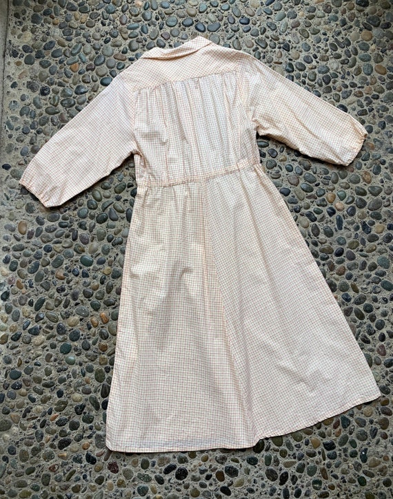 1960s Vintage Cotton Plaid Midi Dress Prairie Pea… - image 5