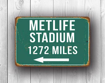 Personalized Metlife Stadium Distance Sign: NY Giants/Jets Fan Gift