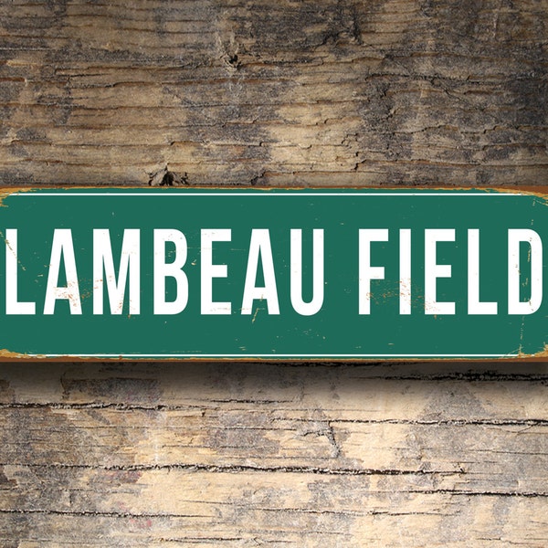 Panneau LAMBEAU FIELD, panneau de stade Lambeau Field de style vintage, Lambeau Field, panneau Green Bay Packers, cadeaux de football, panneau Packers