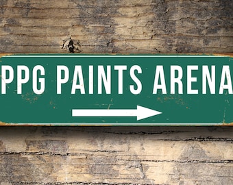 Vintage Style PPG Paints Arena Sign: Pittsburgh Penguins Decor