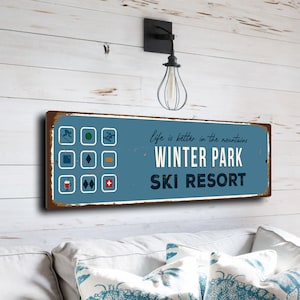 Winter Park Sign, Ski Resort Signs, Vintage Style Ski Signs, Ski Decor, Ski Lodge Sign, Ski Signs, CMSUSSKI103
