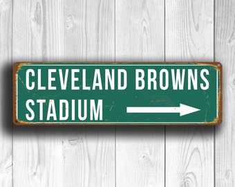 Vintage Style Cleveland Browns Stadium Sign: Football Fan Gift