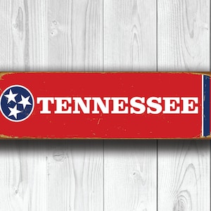 Cartello con la bandiera dello stato del Tennessee, Cartello con la bandiera dello stato del Tennessee, Cartello con la bandiera del Tennessee in stile vintage, Cartello del Tennessee, Cartello dello stato del Tennessee, Tennessee