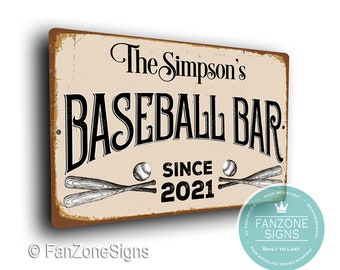 BASEBALL BAR Sign, Personalized Baseball Bar Signs, Baseball Bar Decor, Customized Signs, Personalized Baseball Bar, Baseball, Home Bar