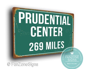 PRUDENTIAL CENTER DISTANCE Sign, Miles Signs, Personalized Prudential Center Sign, Home of the New Jersey Devils, Hockey, New Jersey Devils