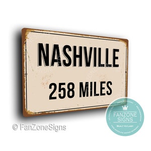 PERSONALIZED NASHVILLE CITY Sign, Nashville City Distance, Nashville Gift, Nashville Gifts, Miles, Km, Nashville Souvenir, Nashville City