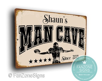 Man Cave Sign, Personalized Man Cave Signs, Football Man Cave Decor, Cave, Customized Signs, Personalized Football Man Cave, Man Cave Signs