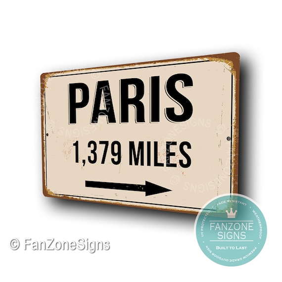 Personalized Paris Distance Sign: Vintage Style City Souvenir