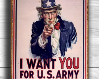 Uncle Sam 'I Want You' Sign: Vintage US Army Metal Sign - Etsy 日本