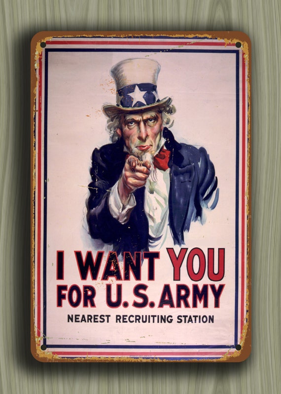 Uncle Sam 'I Want You' Sign: Vintage US Army Metal Sign - Etsy 日本