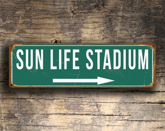 SUN LIFE Stadium Signs, Vintage style Sun Life Stadium, Miami Dolphins, Miami Hurricanes, Football Gifts, Hurricanes, Dolphins