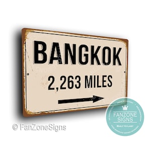 PERSONALIZED BANGKOK CITY Sign, Bangkok City Distance Sign, City of Bangkok Gift, Bangkok Gifts, Miles, Km, Bangkok Souvenir, Bangkok Signs