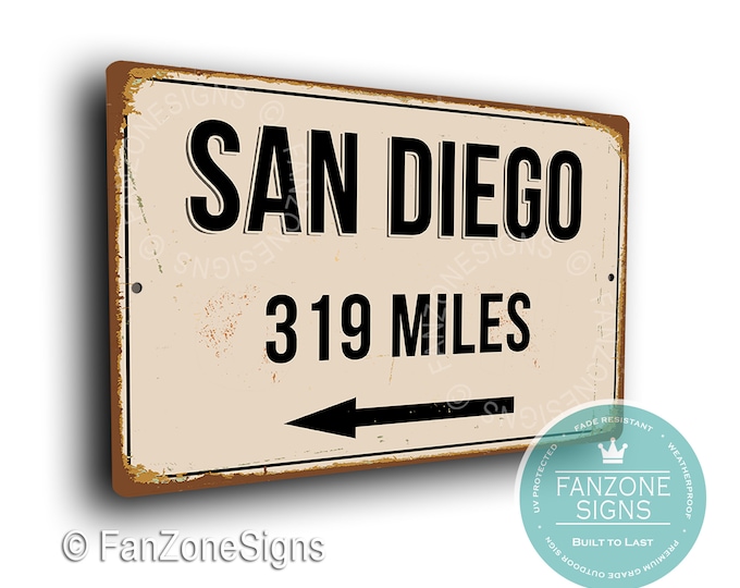 PERSONALIZED SAN DIEGO City Sign, San Diego City Distance, San Diego Gift, San Diego Gifts, Miles, San Diego Souvenir, San Diego Signs