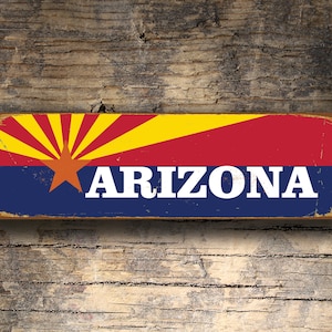 Vintage Arizona Flagge Schild: Handgefertigte Aluminium Platte