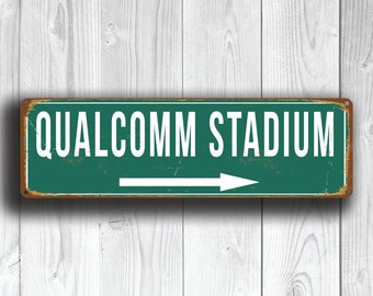 QUALCOMM STADIUM Signs, Vintage style Qualcomm Stadium Sign, Qualcomm Stadium Signs, Chargers, San Diego Chargers, Football Gifts