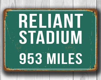 RELIANT STADIUM MILES Sign,  Distance Sign, Reliant Stadium Highway distance Sign, Green Miles Sign, Former Home of the Houston Texans
