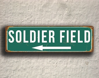 Soldier Field Sign: Chicago Bears Stadium, Vintage Style