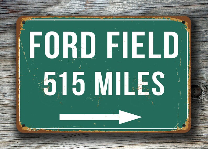 PERSONALIZED FORD FIELD Distance Sign, Ford Field Stadium, Ford Field Miles, Custom Detroit Lions Gifts, Ford Field Art, Detroit Lions Decor image 4