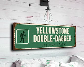 Yellowstone National Park Wyoming Montana Idaho Vintage Metal Sign, Rustic Nature Wall Art