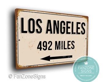 Personalized LOS ANGELES City Sign, Los Angeles City Distance, Los Angeles Gift, Los Angeles Gifts, Miles, Km, Los Angeles Souvenir, LA City