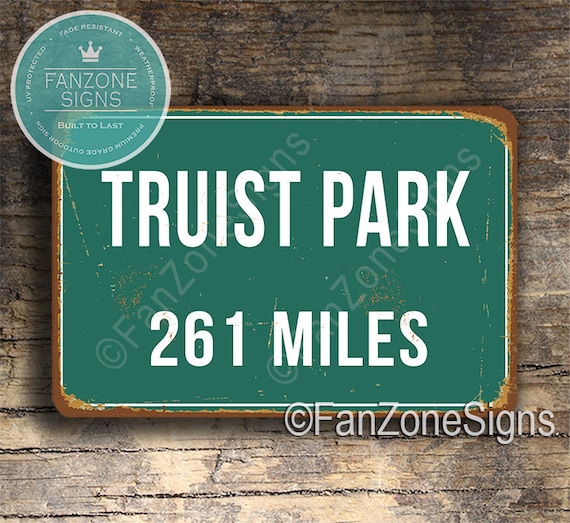 Personalized Truist Park Distance Sign: Atlanta Braves Decor