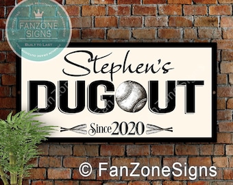 DUGOUT SIGN | Custom Dugout Sign | Personalized Dugout Signs  Baseball Decor | Man Cave Dugout Sign | Baseball Family | Gift Baseball Fan