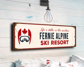 Fernie Alpine Sign, Ski Resort Signs, Vintage Style Ski Signs, Fernie Alpine ,Ski Lodge Sign, Ski Signs, Fernie Alpine Décor, CMSCASKI-120