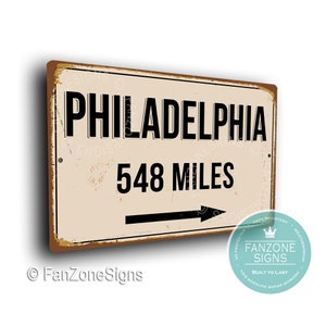 PERSONALIZED PHILADELPHIA CITY Sign, Philadelphia City Distance, Philadelphia Gift, Philadelphia Gifts, Miles, Km, Philadelphia Souvenir